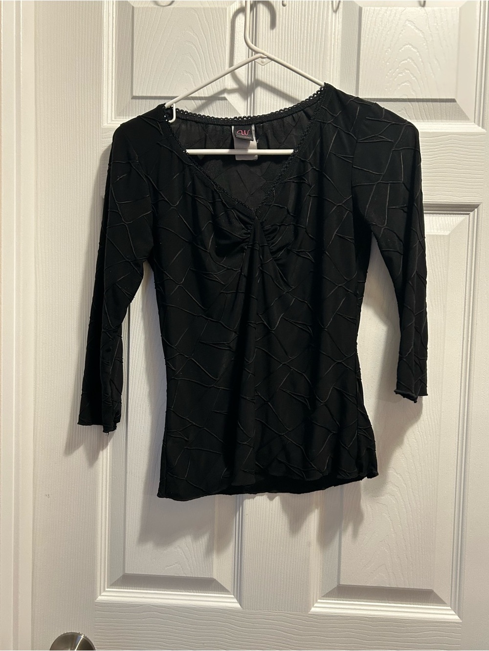Wrapper Black Twist-Front Long Sleeve Top